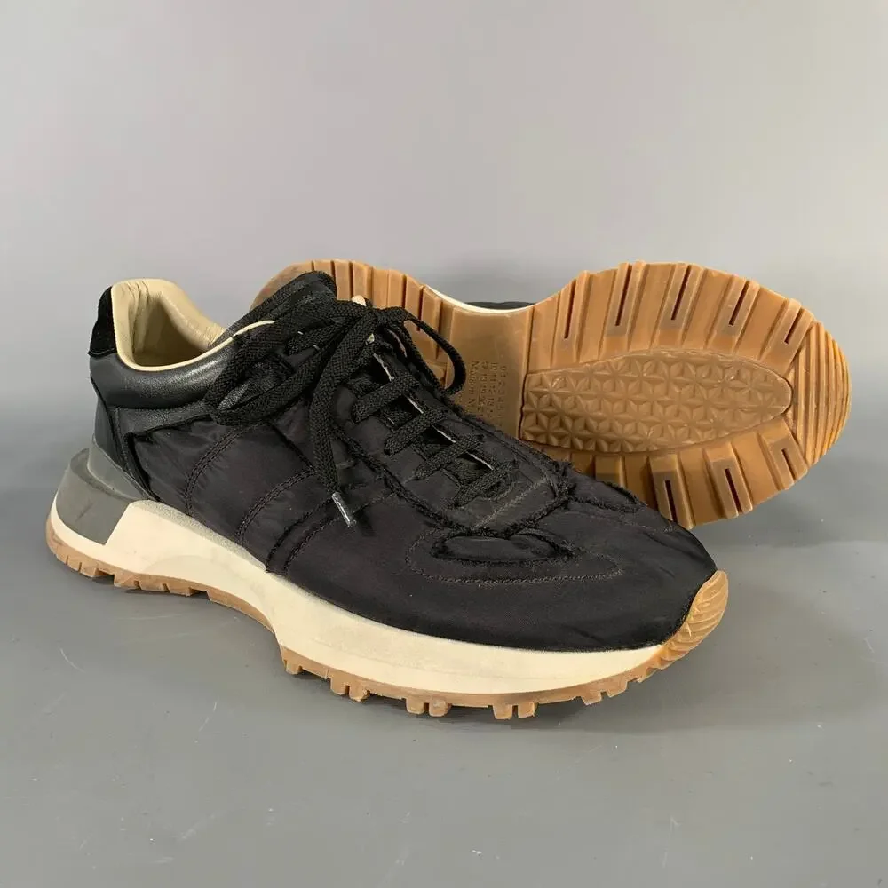 MAISON MARGIELA Size 10 Black Solid Nylon Lace Up Sneakers